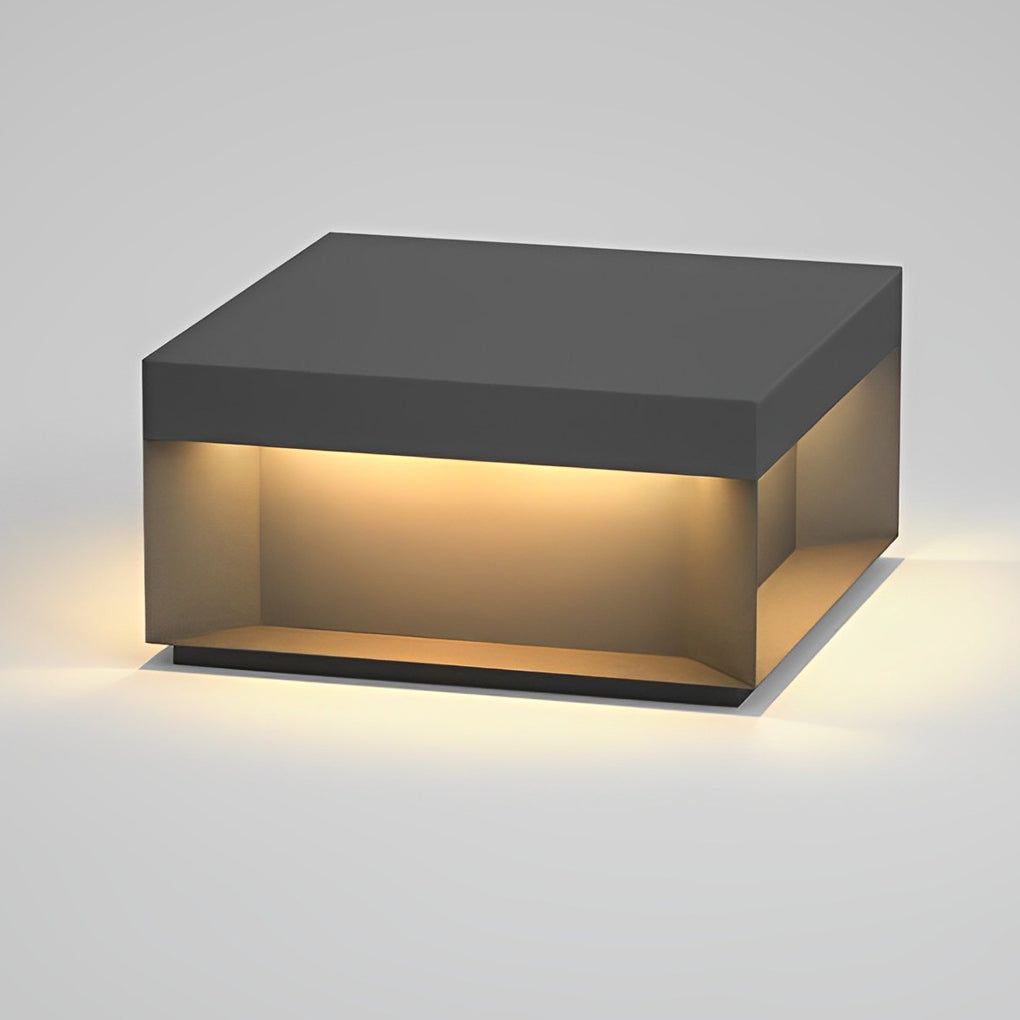 Square Solar Deck Lights - Industrial Black LED Outdoor Landscape Lighting