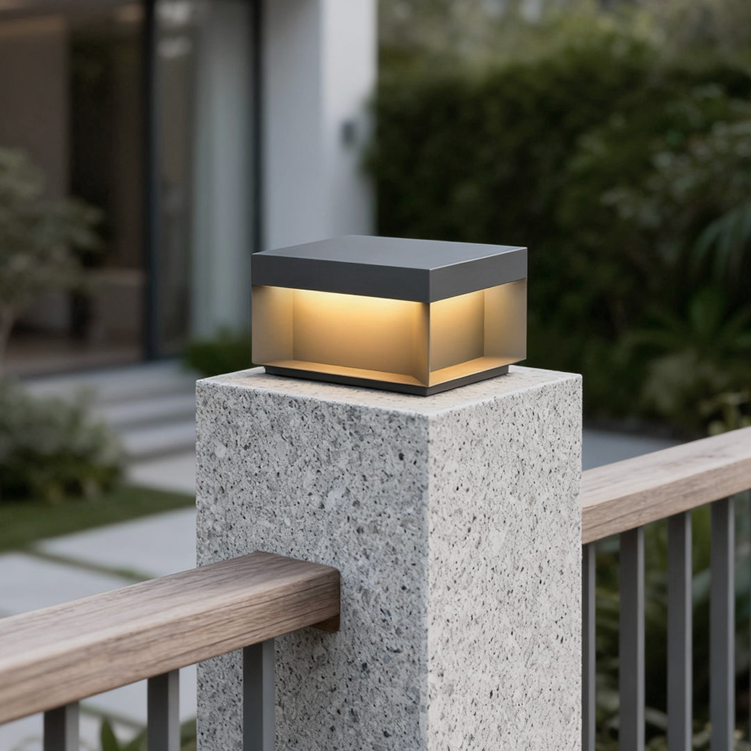 Square Solar Deck Lights - Industrial Black LED Outdoor Landscape Lighting