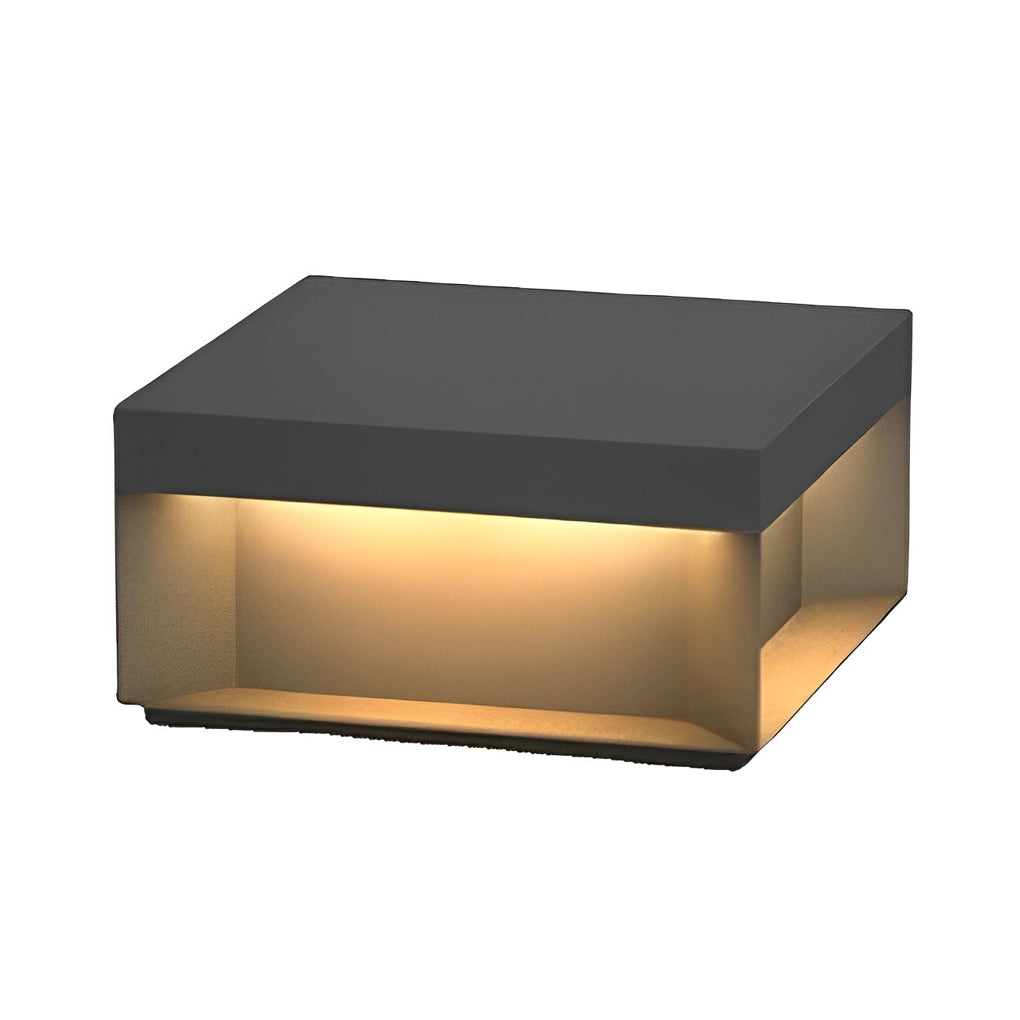 Square Solar Deck Lights - Industrial Black LED Outdoor Landscape Lighting