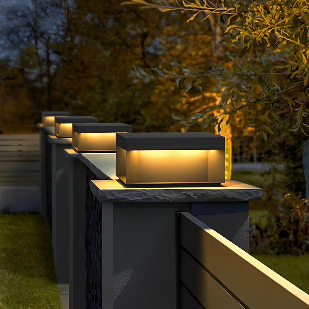 Square Solar Deck Lights - Industrial Black LED Outdoor Landscape Lighting