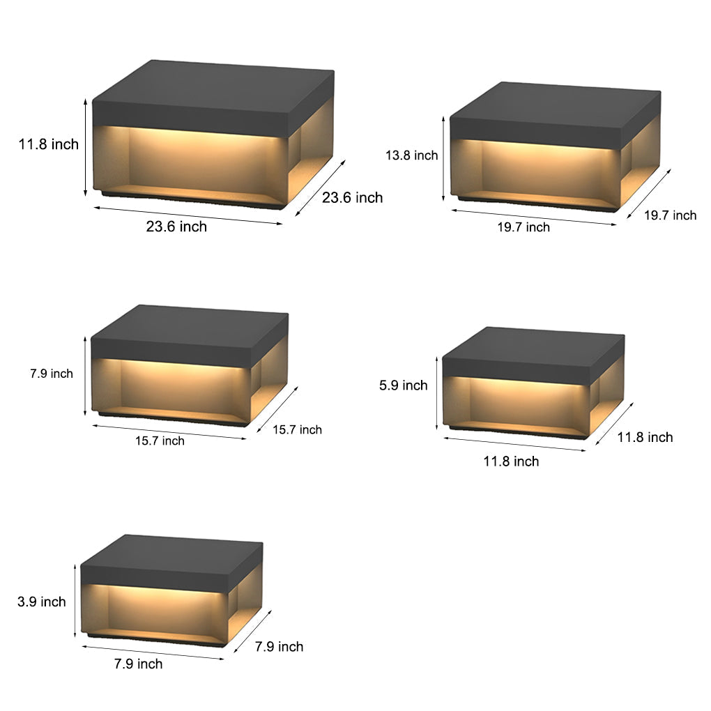 Square Solar Deck Lights - Industrial Black LED Outdoor Landscape Lighting