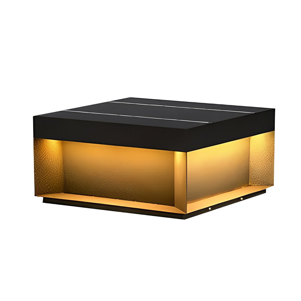 Square Solar Deck Lights - Industrial Black LED Outdoor Landscape Lighting
