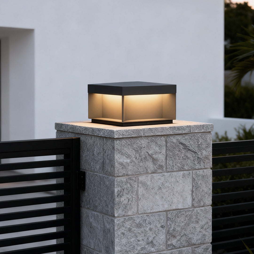 Square Solar Deck Lights - Industrial Black LED Outdoor Landscape Lighting