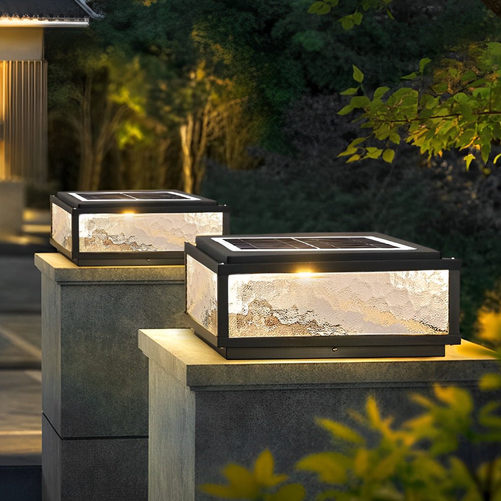 Modern Square Outdoor Pillar Lights - LED Waterproof Garden Lighting