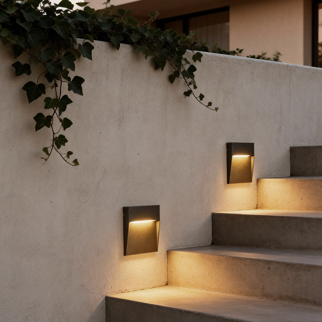 Square Waterproof Outdoor Stair Lights - Minimalist Design for Pathway Illumination