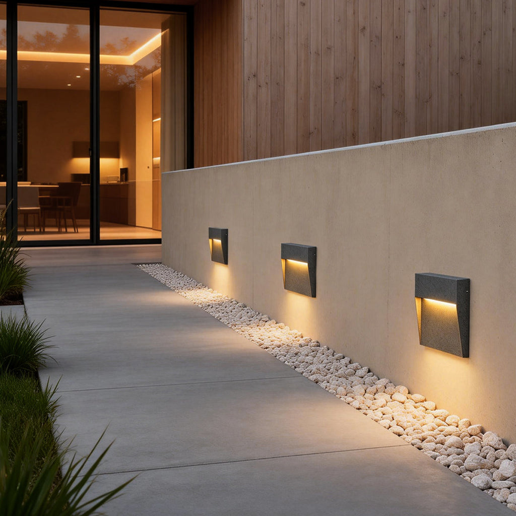 Square Waterproof Outdoor Stair Lights - Minimalist Design for Pathway Illumination