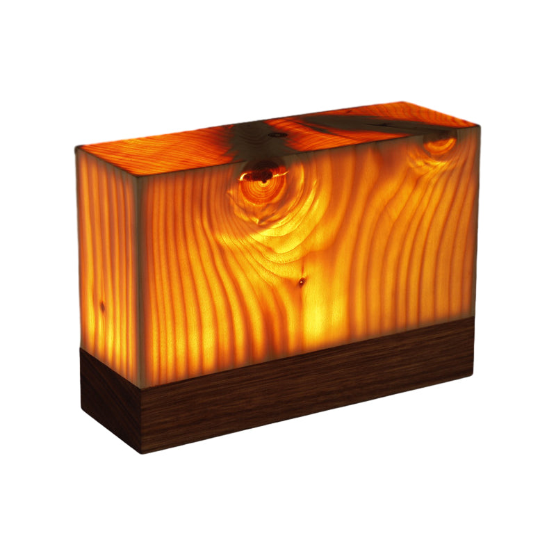 Square LED Wood Grain Lamp - Modern Decorative Cube Light for Home