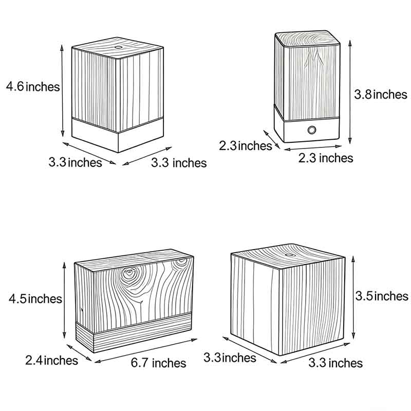 Square LED Wood Grain Lamp - Modern Decorative Cube Light for Home