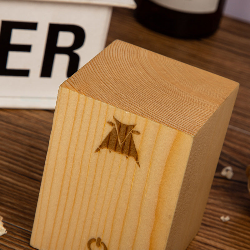 Square LED Wood Grain Lamp - Modern Decorative Cube Light for Home