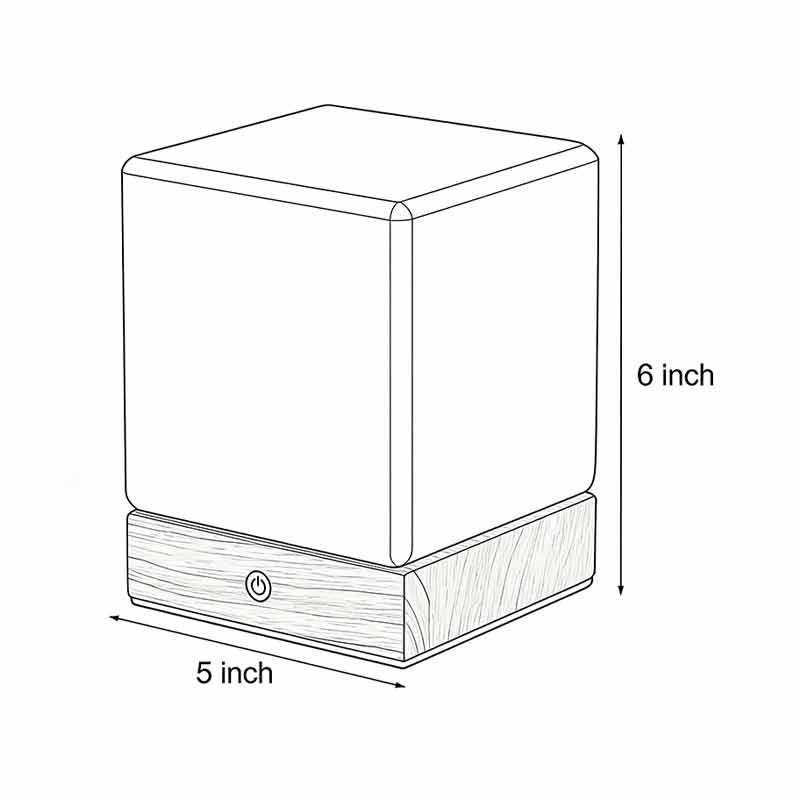 Square Wood Mini Cube LED Ambient Table Lamp - Modern Home Lighting, Stylish Night Light, Decorative Desk Lamp, Energy-Efficient Design.