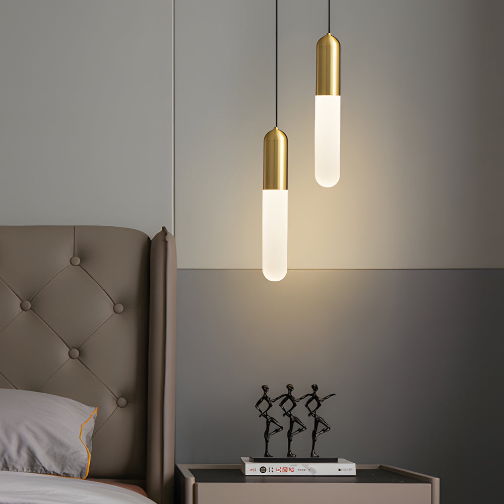 Long Copper Acrylic Dimming Pendant Light - Modern 3 Step Hanging Lamp
