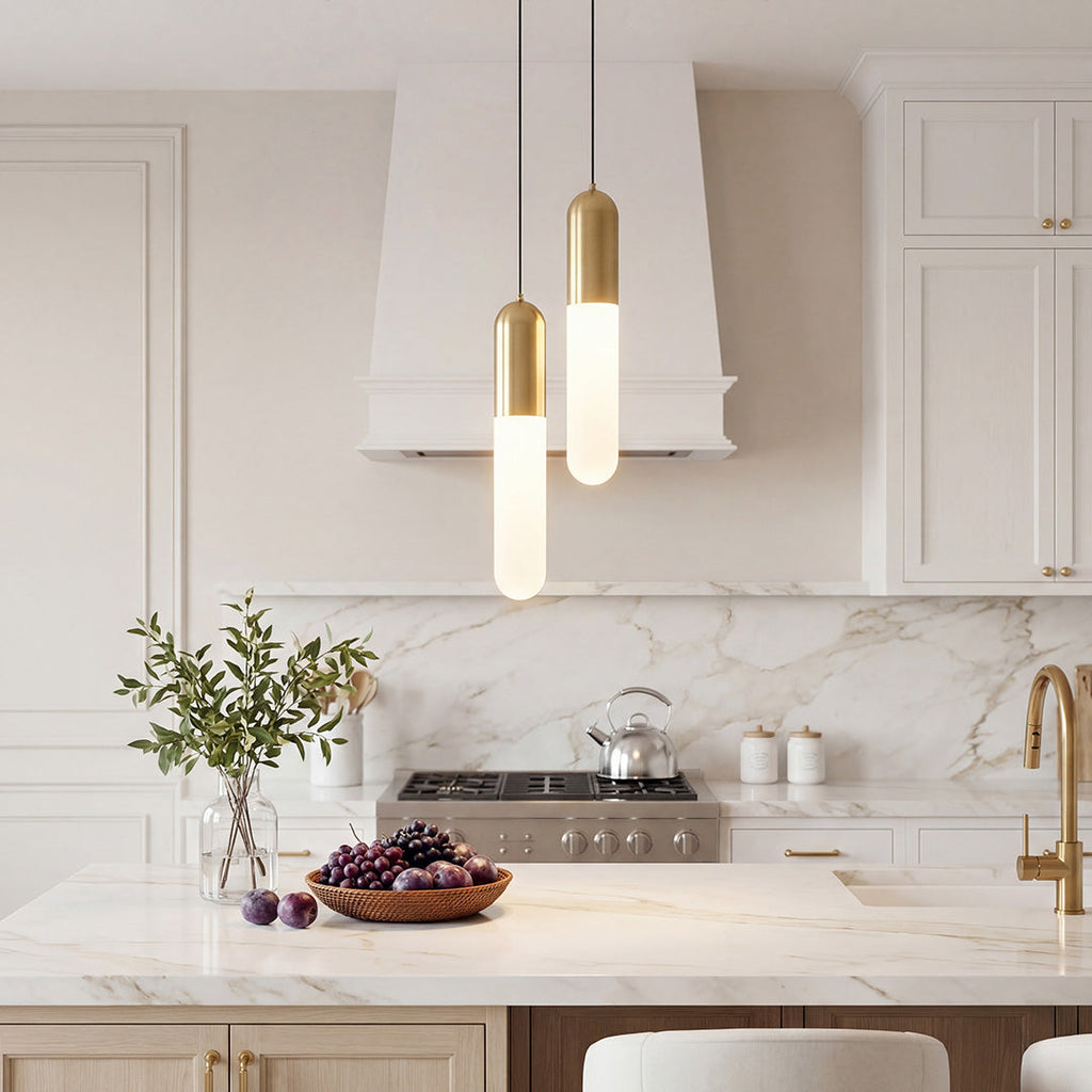 Long Copper Acrylic Dimming Pendant Light - Modern 3 Step Hanging Lamp