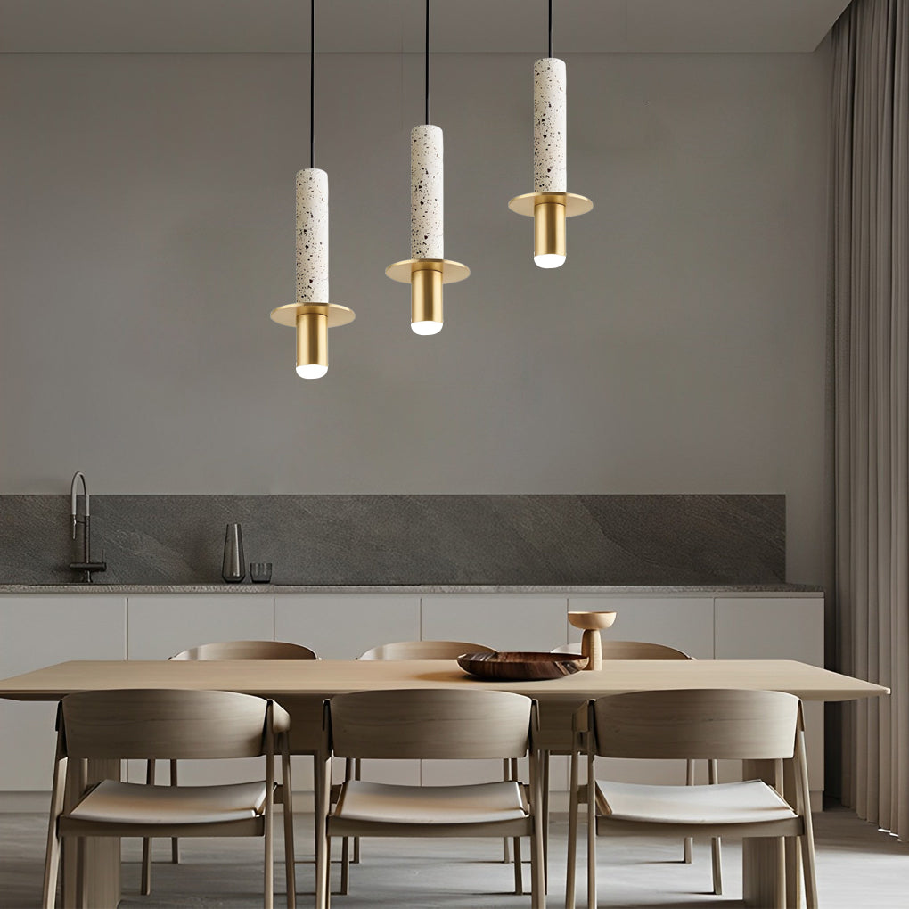 Elongated Cylindrical Terrazzo LED Chandelier Spotlight