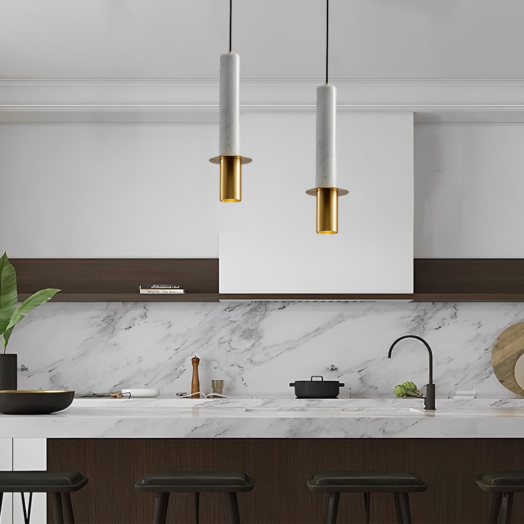 Elongated Cylindrical Terrazzo LED Chandelier Spotlight
