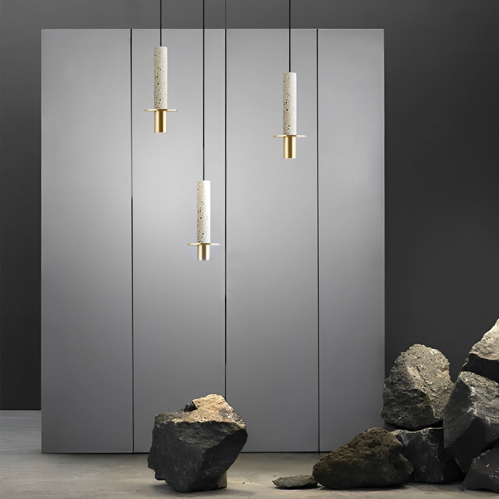 Elongated Cylindrical Terrazzo LED Chandelier Spotlight