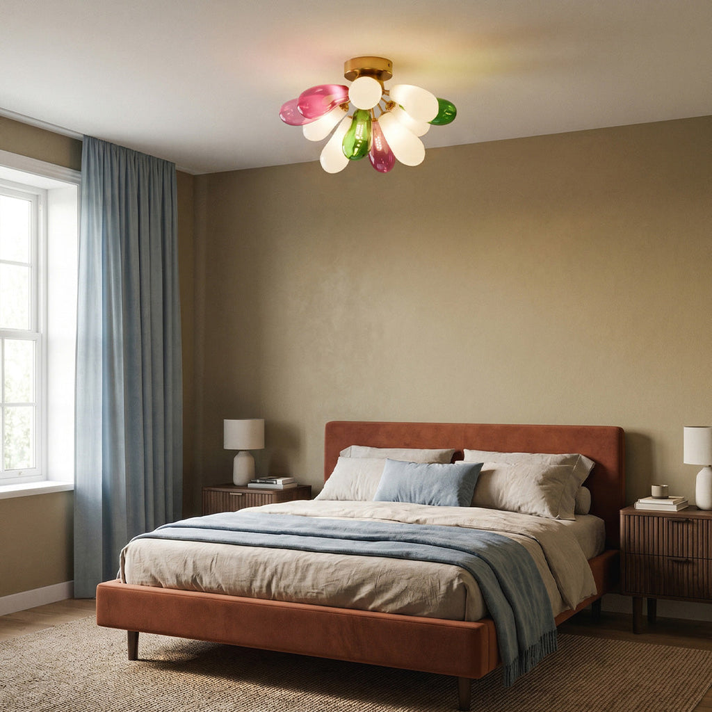 Flush Mount Stained Glass Ceiling Light Fixture - Artistic Home Lighting