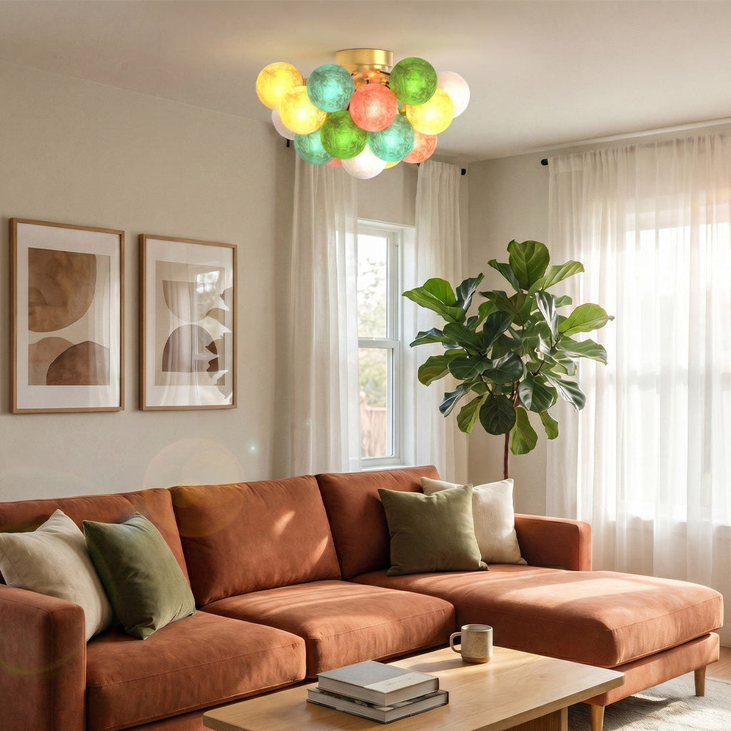 Stained Glass LED Flush Mount Ceiling Light - Modern Creative Design