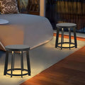 Stainless Steel Round Solar Stool Light - Dual-Purpose LED Outdoor Fixture