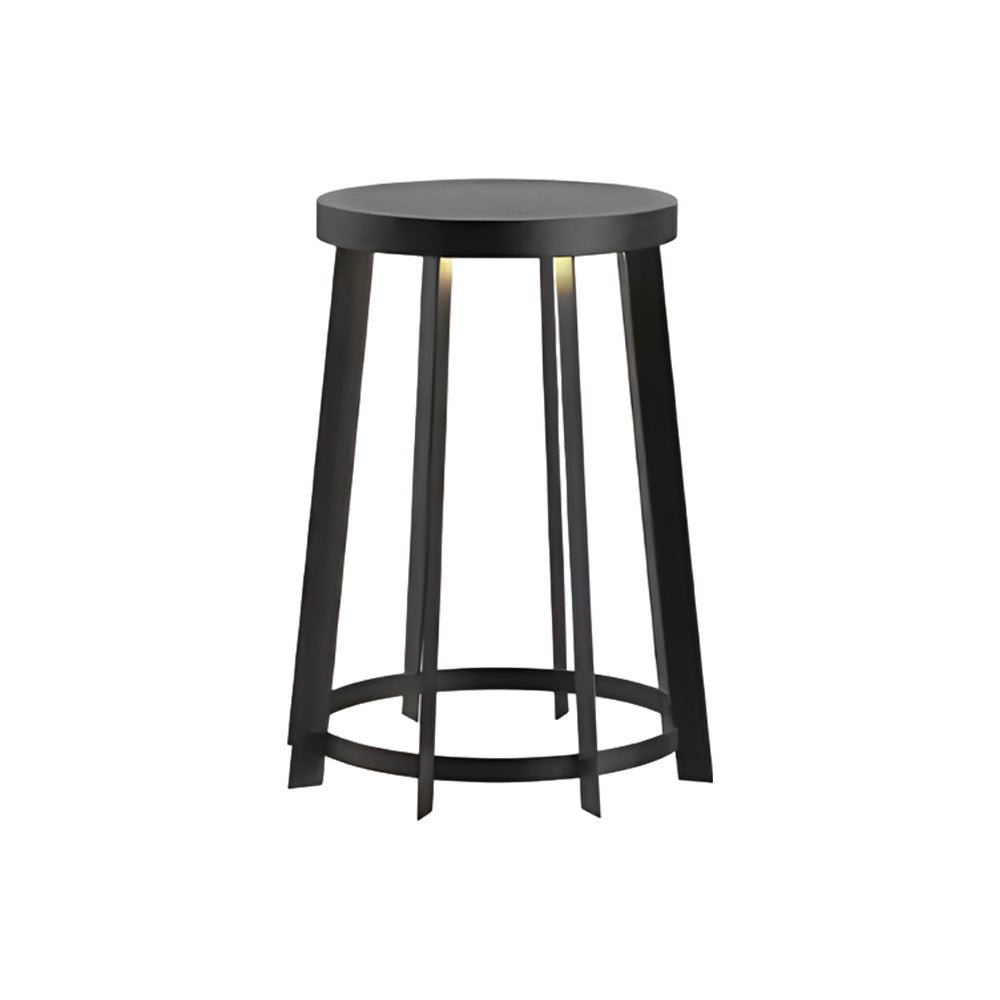 Stainless Steel Round Solar Stool Light - Dual-Purpose LED Outdoor Fixture