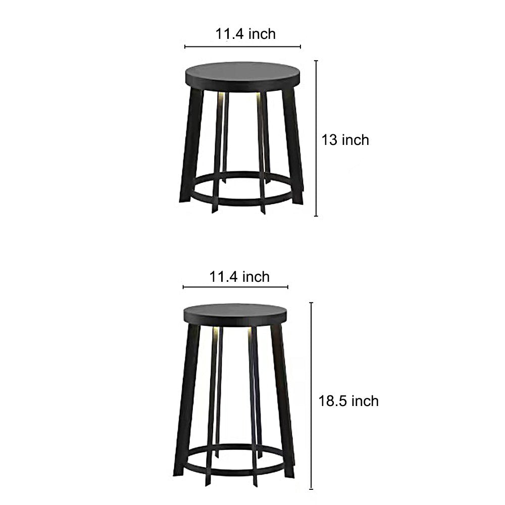 Stainless Steel Round Solar Stool Light - Dual-Purpose LED Outdoor Fixture