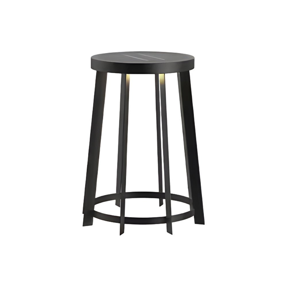 Stainless Steel Round Solar Stool Light - Dual-Purpose LED Outdoor Fixture