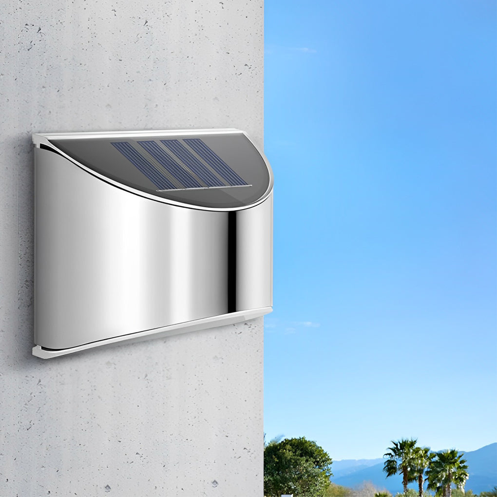 Stainless Steel Waterproof Solar Wall Lamp - Silver Outdoor Lighting