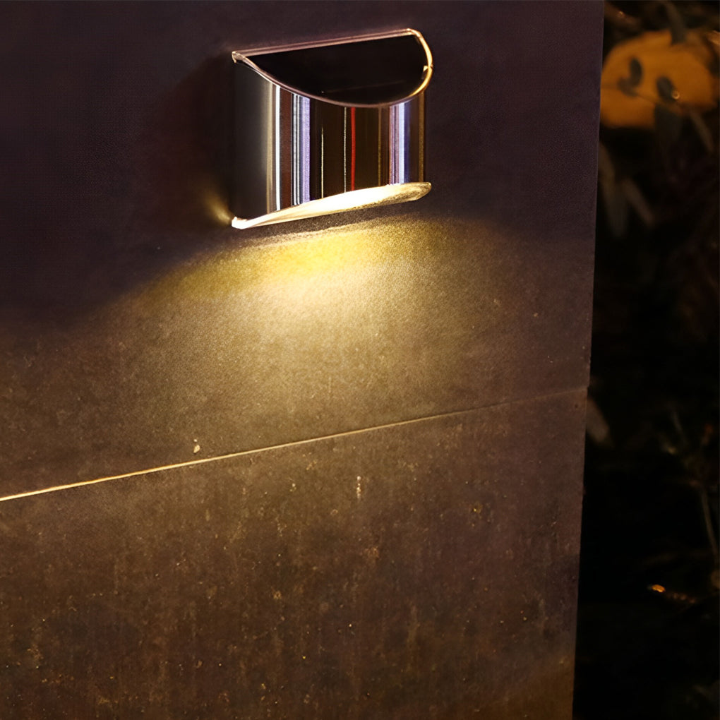 Stainless Steel Waterproof Solar Wall Lamp - Silver Outdoor Lighting