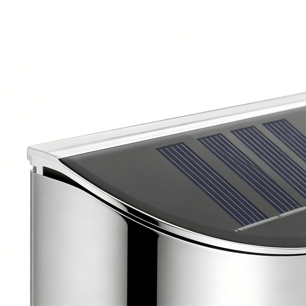 Stainless Steel Waterproof Solar Wall Lamp - Silver Outdoor Lighting
