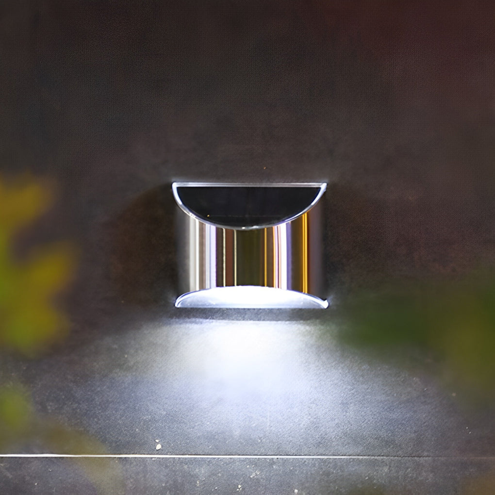 Stainless Steel Waterproof Solar Wall Lamp - Silver Outdoor Lighting