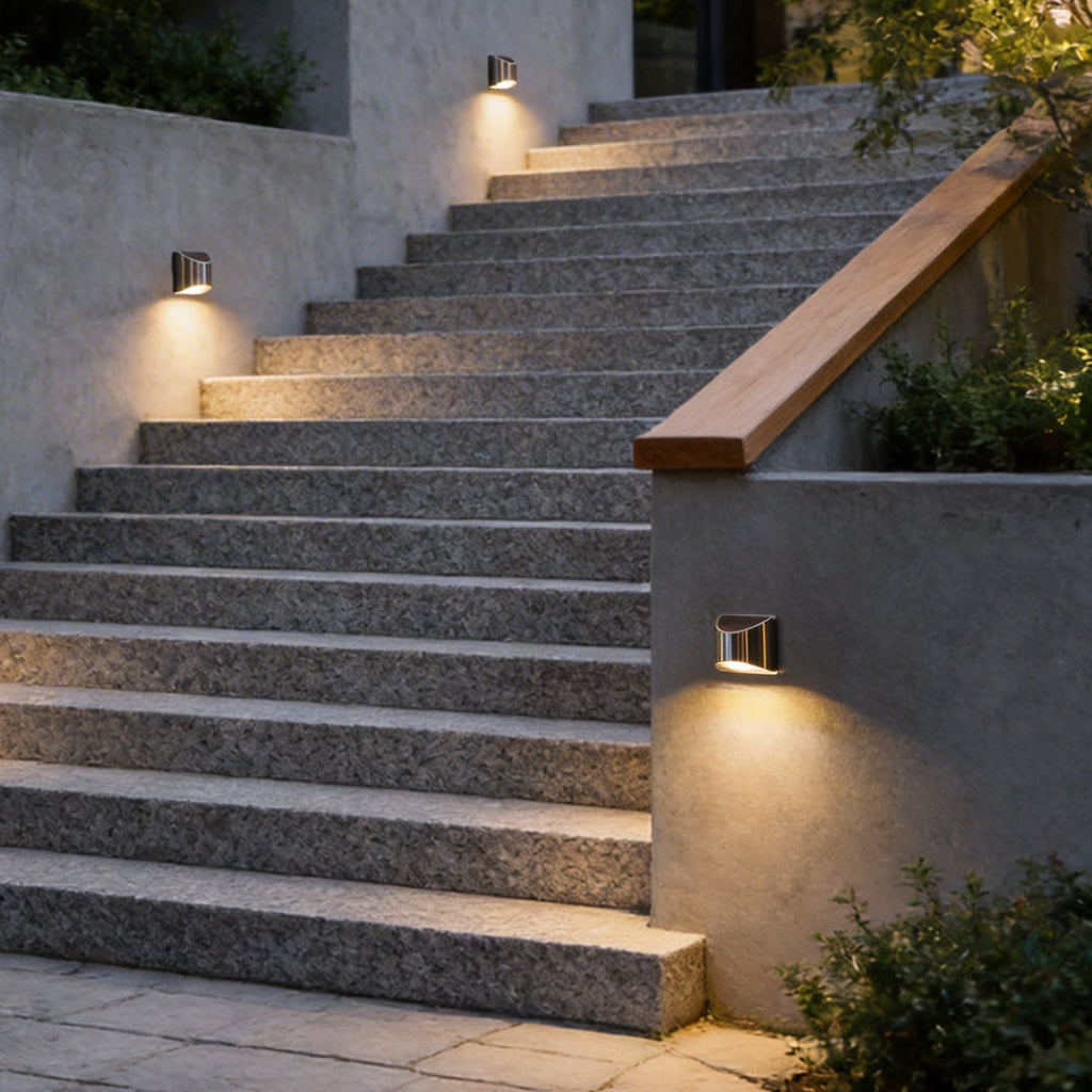 Stainless Steel Waterproof Solar Wall Lamp - Silver Outdoor Lighting
