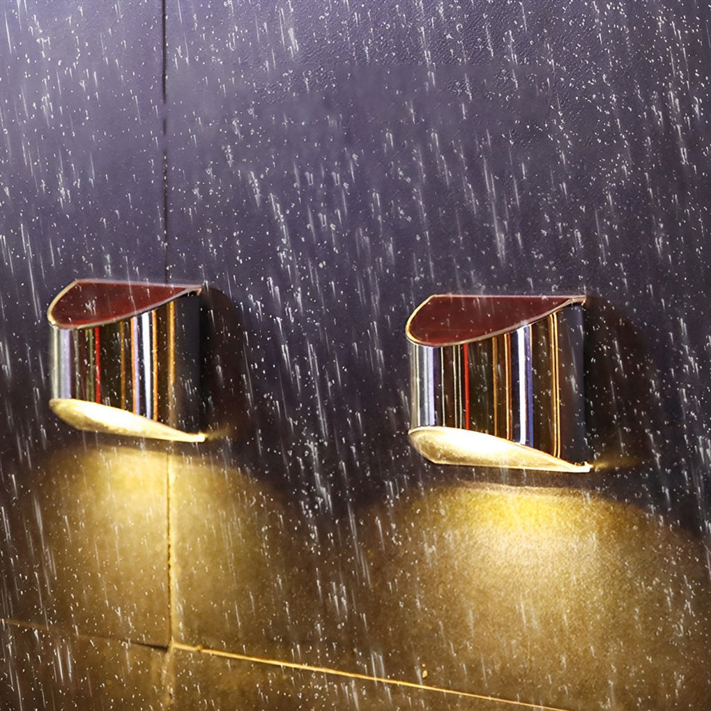 Stainless Steel Waterproof Solar Wall Lamp - Silver Outdoor Lighting