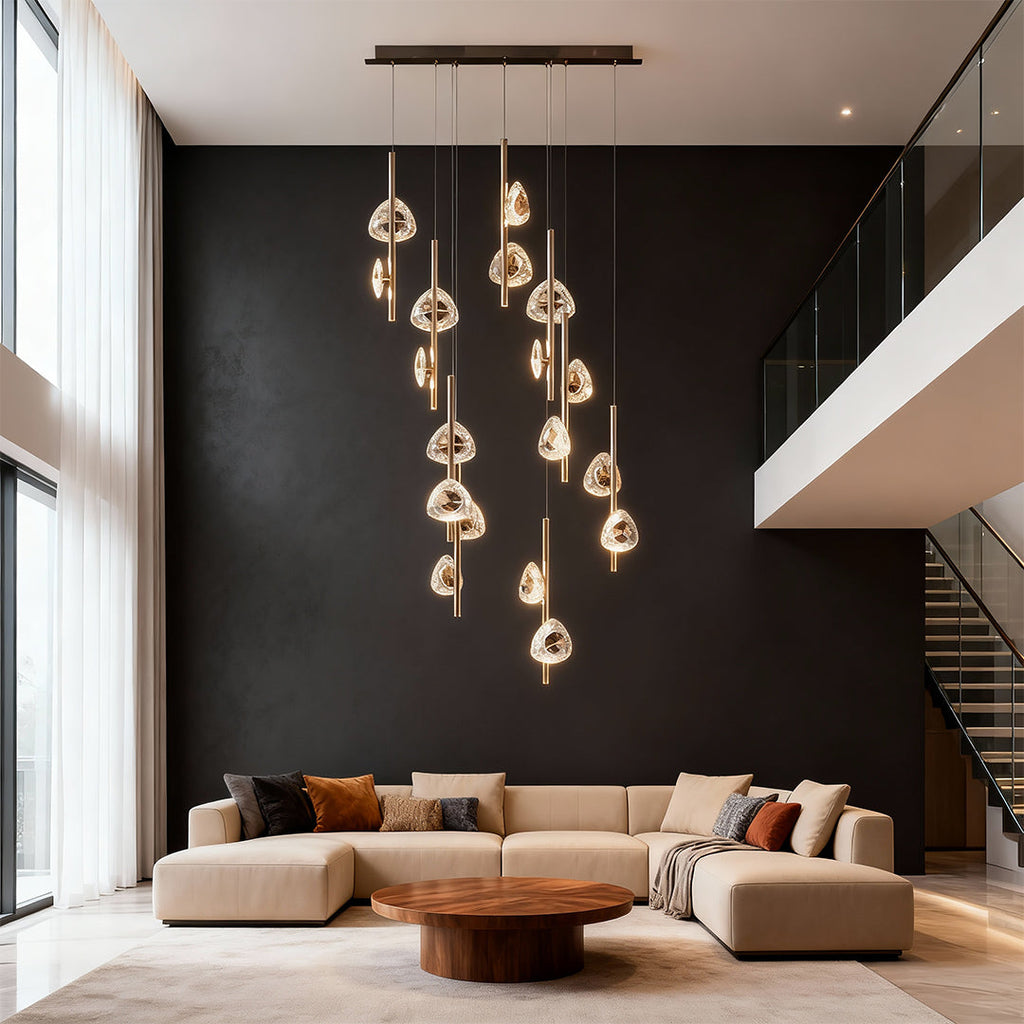 Staircase Crystal Chandelier - Modern Aluminum Ceiling Light