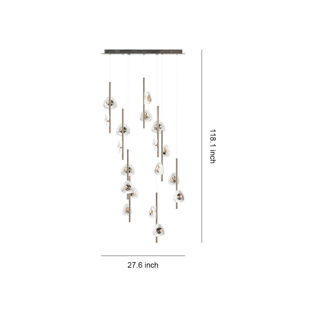 Staircase Crystal Chandelier - Modern Aluminum Ceiling Light