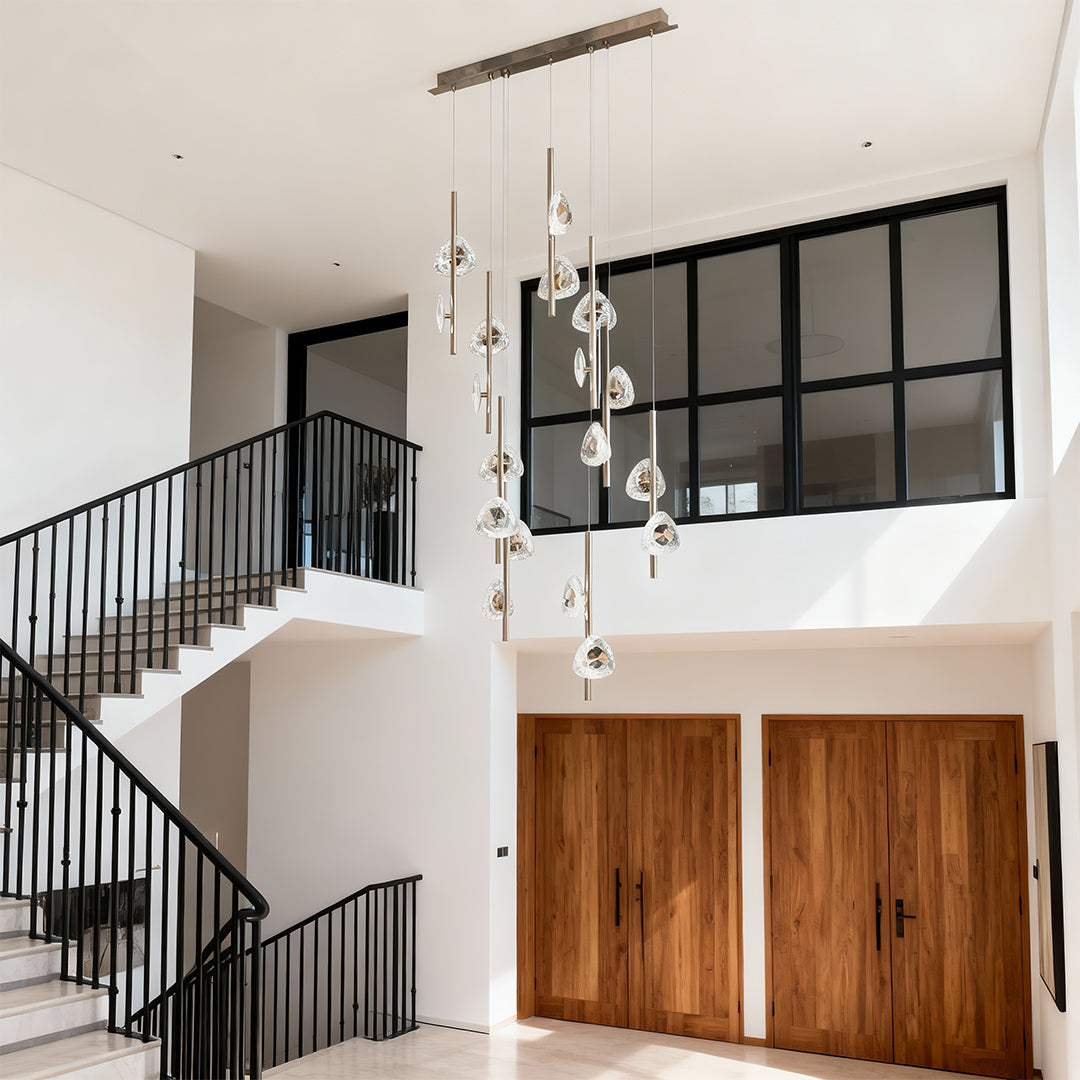 Staircase Crystal Chandelier - Modern Aluminum Ceiling Light