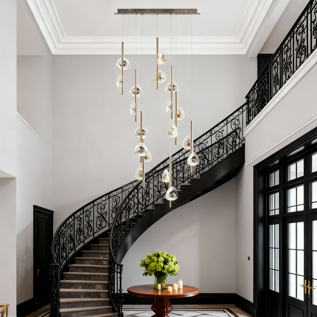 Staircase Crystal Chandelier - Modern Aluminum Ceiling Light