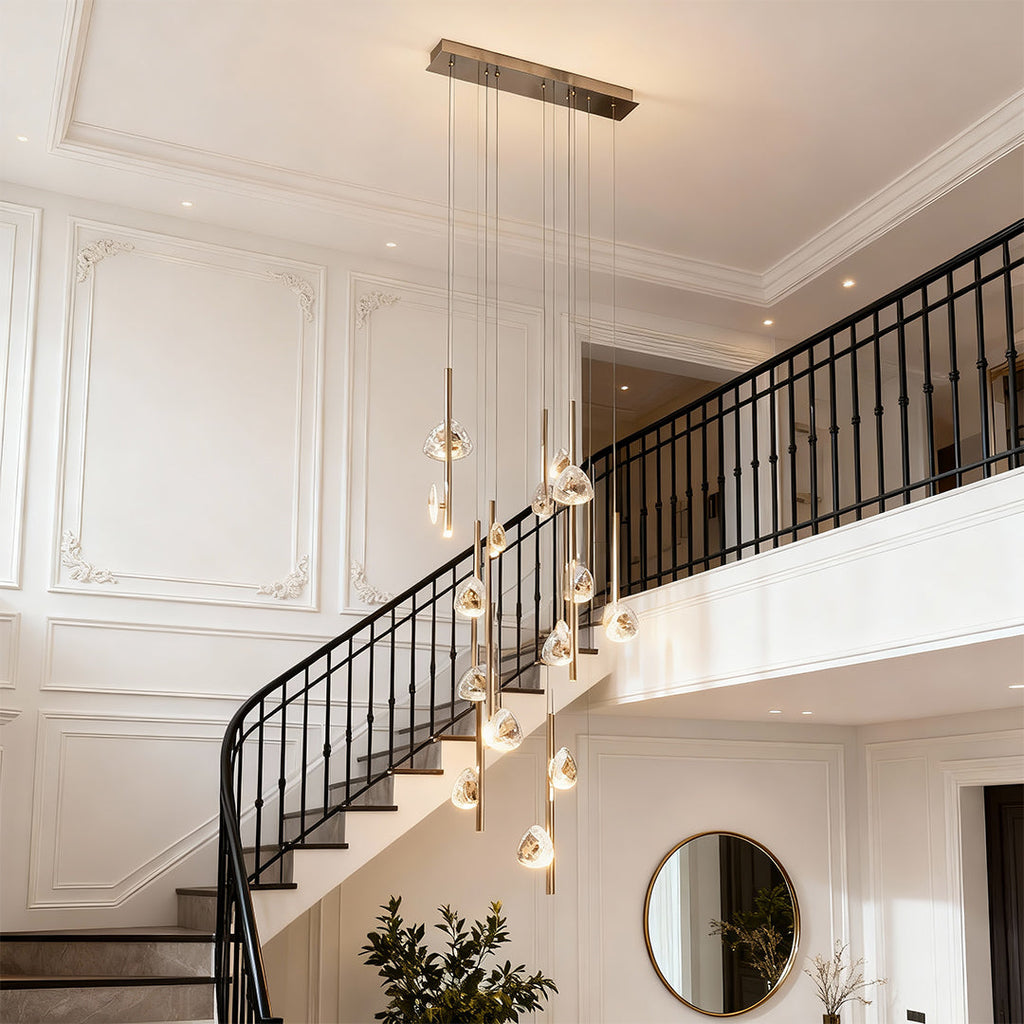 Staircase Crystal Chandelier - Modern Aluminum Ceiling Light