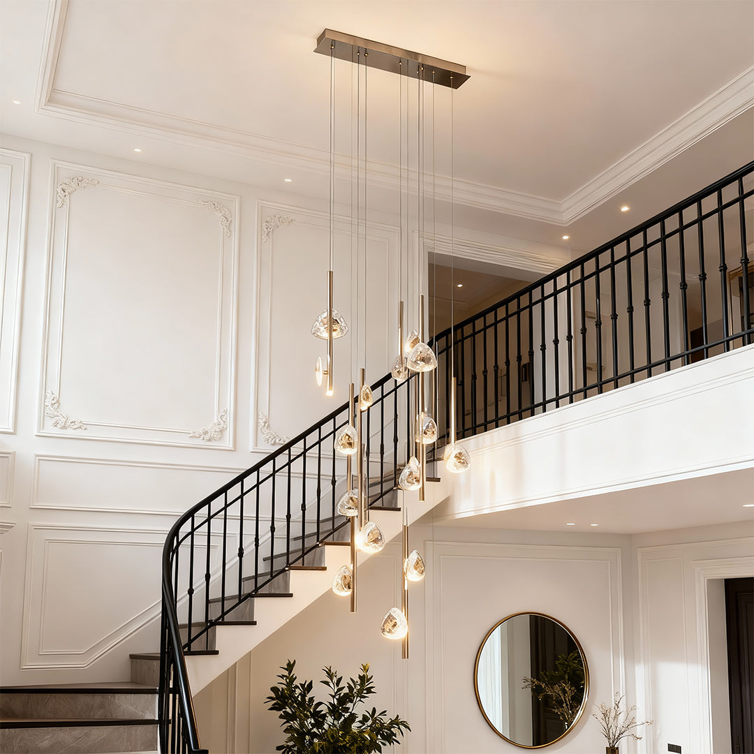 Staircase Crystal Chandelier - Modern Aluminum Ceiling Light