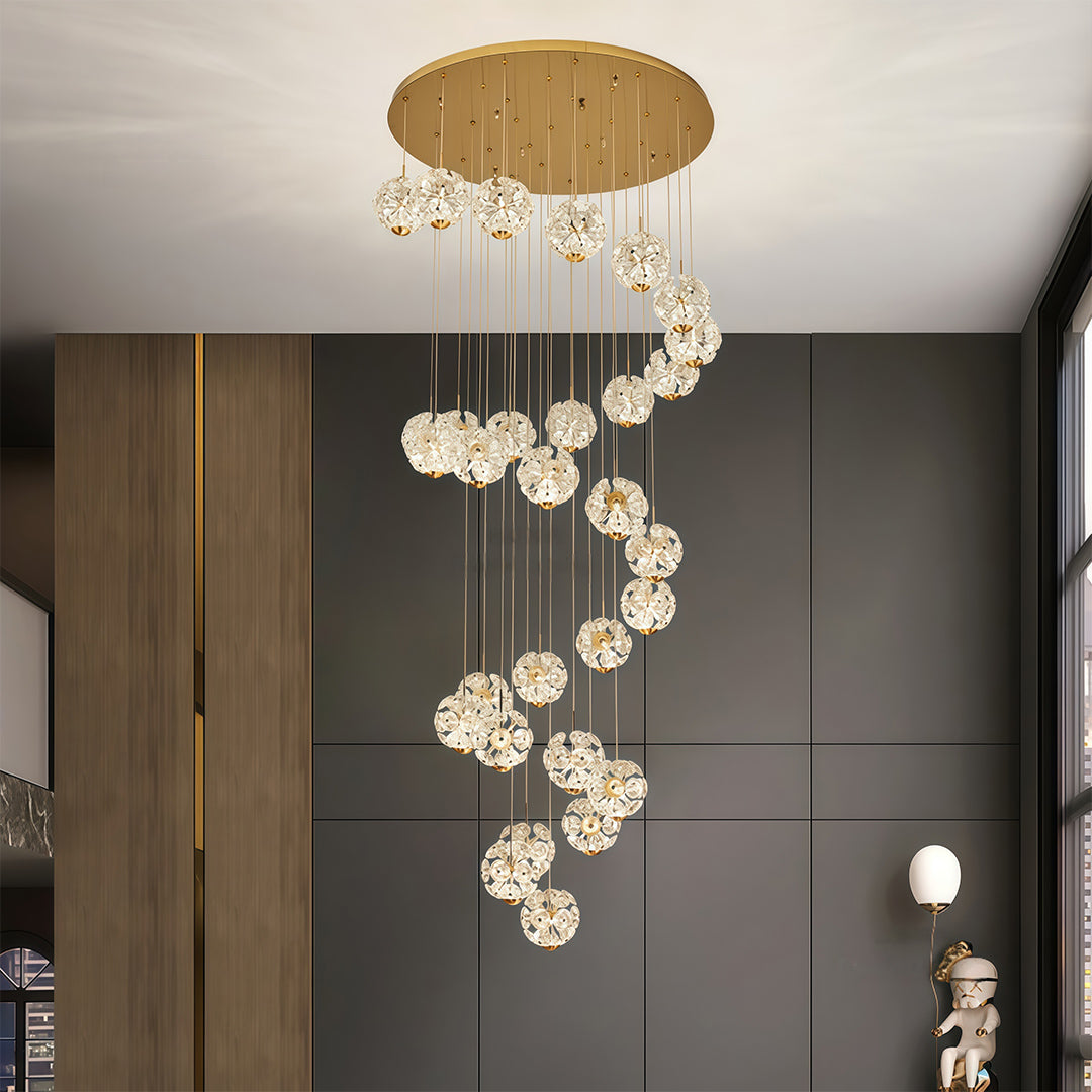 Staircase Crystal Chandelier - Modern Luxury High Ceiling Light