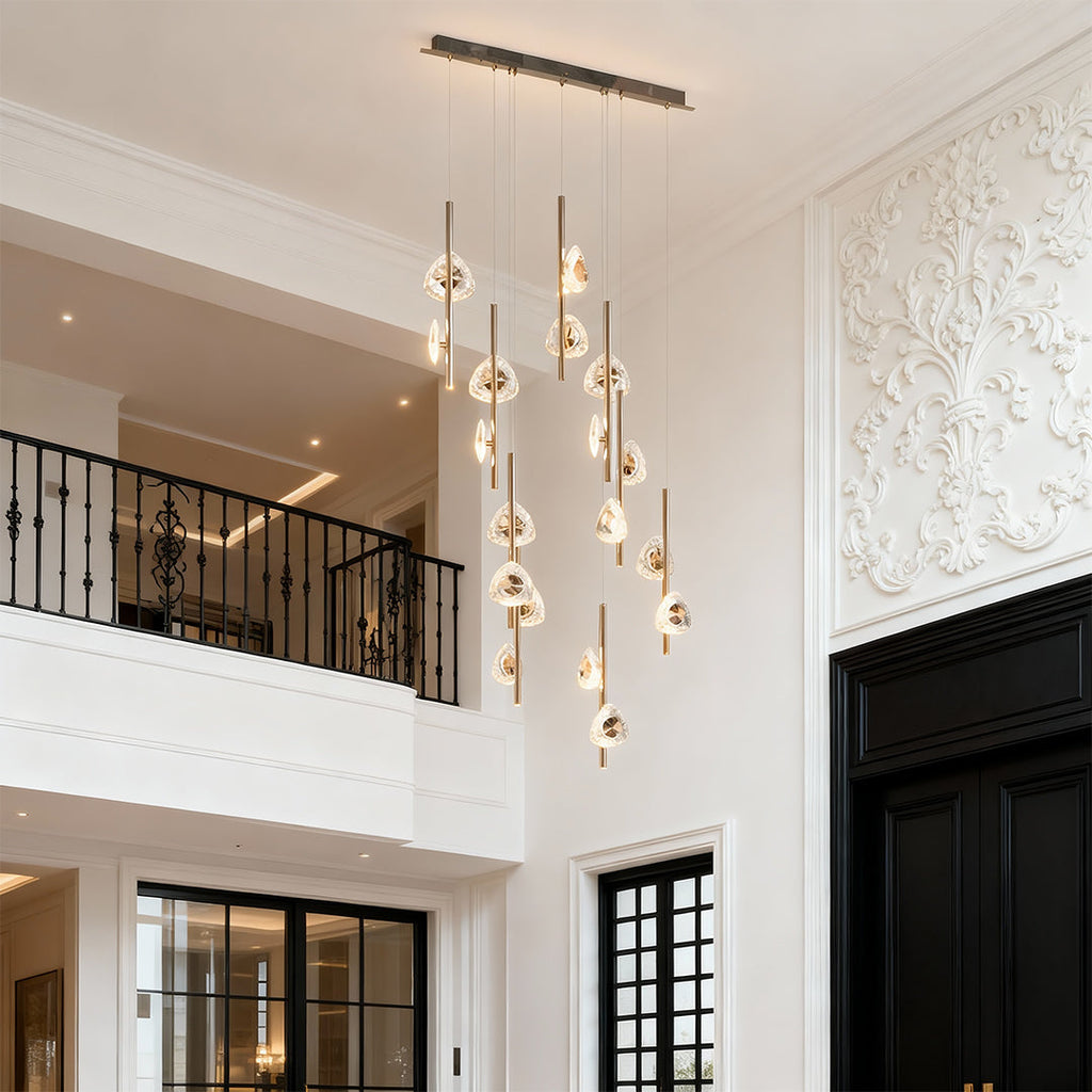 Staircase Crystal Chandelier - Modern Aluminum Ceiling Light