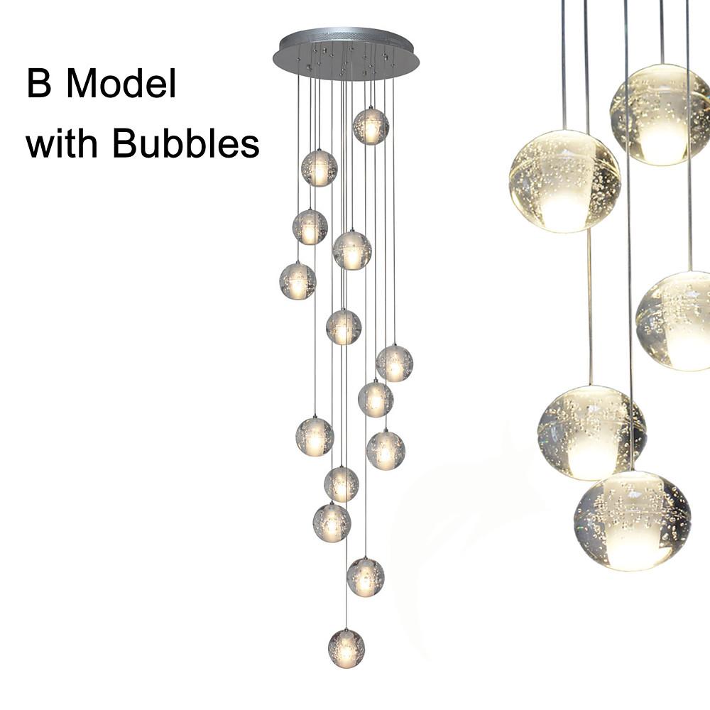 Staircase Crystal Round Ball Chandelier - Modern Hanging Light Fixture