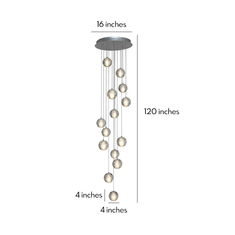 Staircase Crystal Round Ball Chandelier - Modern Hanging Light Fixture