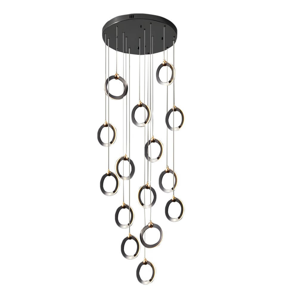 Staircase LED Chandelier Ring Cluster Rotating Ceiling Light