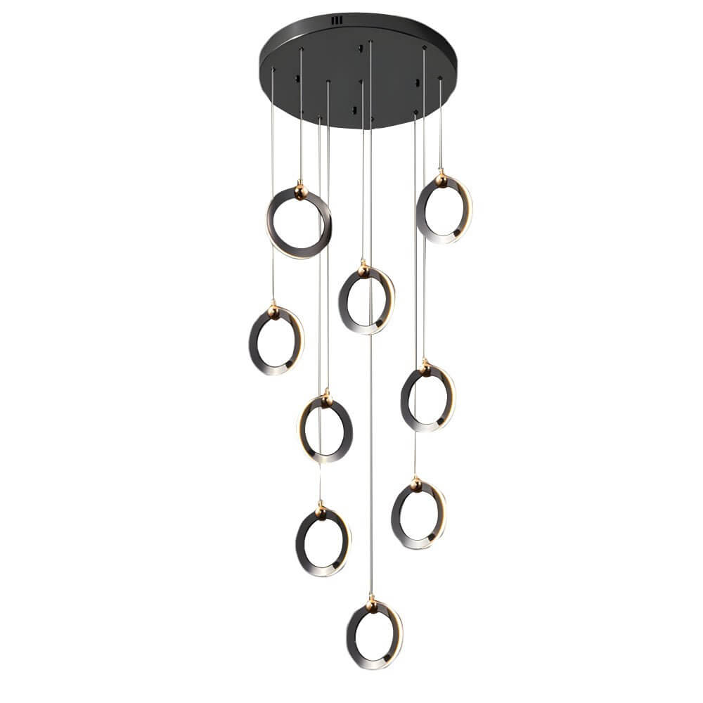 Staircase LED Chandelier Ring Cluster Rotating Ceiling Light