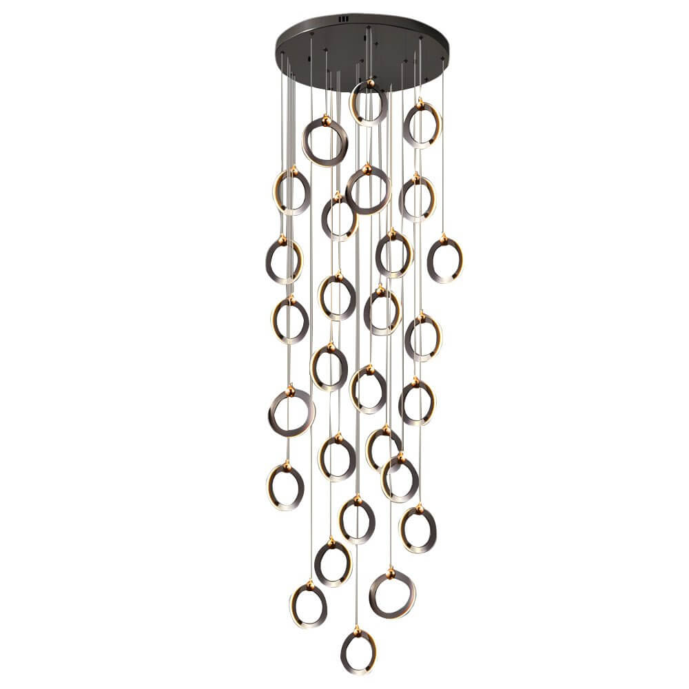 Staircase LED Chandelier Ring Cluster Rotating Ceiling Light