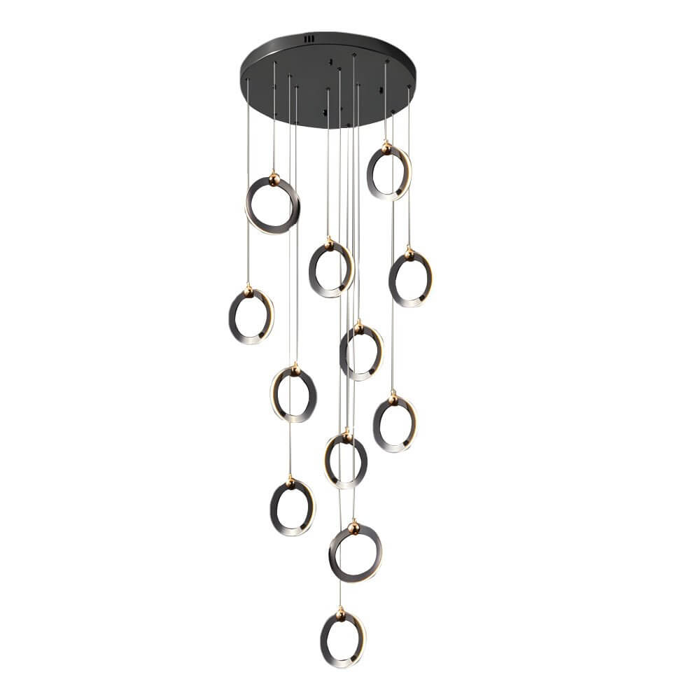 Staircase LED Chandelier Ring Cluster Rotating Ceiling Light
