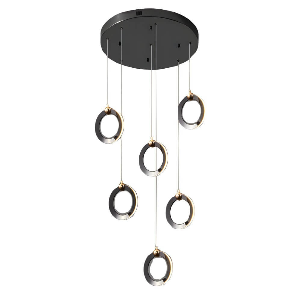 Staircase LED Chandelier Ring Cluster Rotating Ceiling Light
