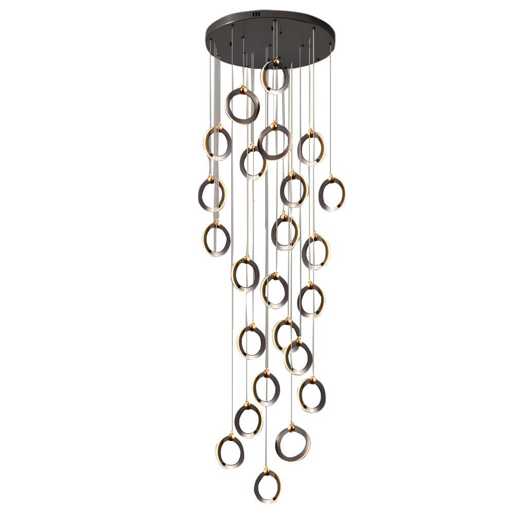 Staircase LED Chandelier Ring Cluster Rotating Ceiling Light