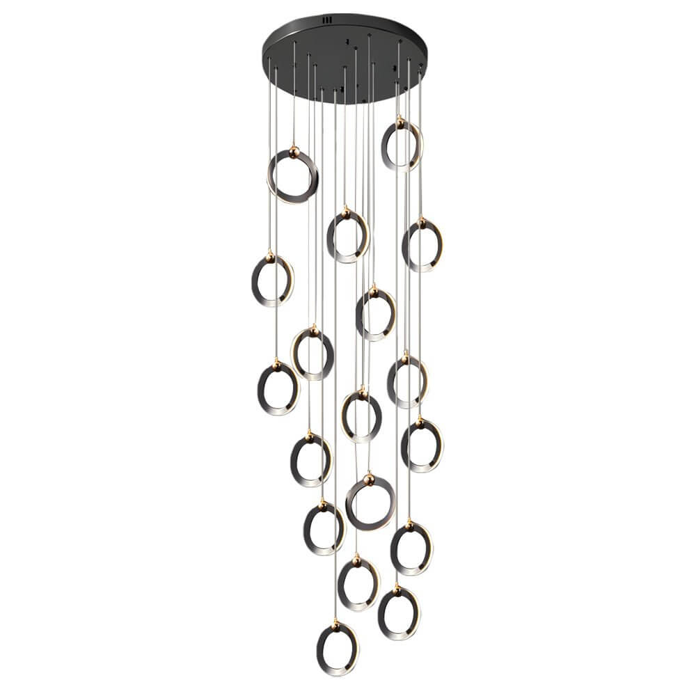 Staircase LED Chandelier Ring Cluster Rotating Ceiling Light