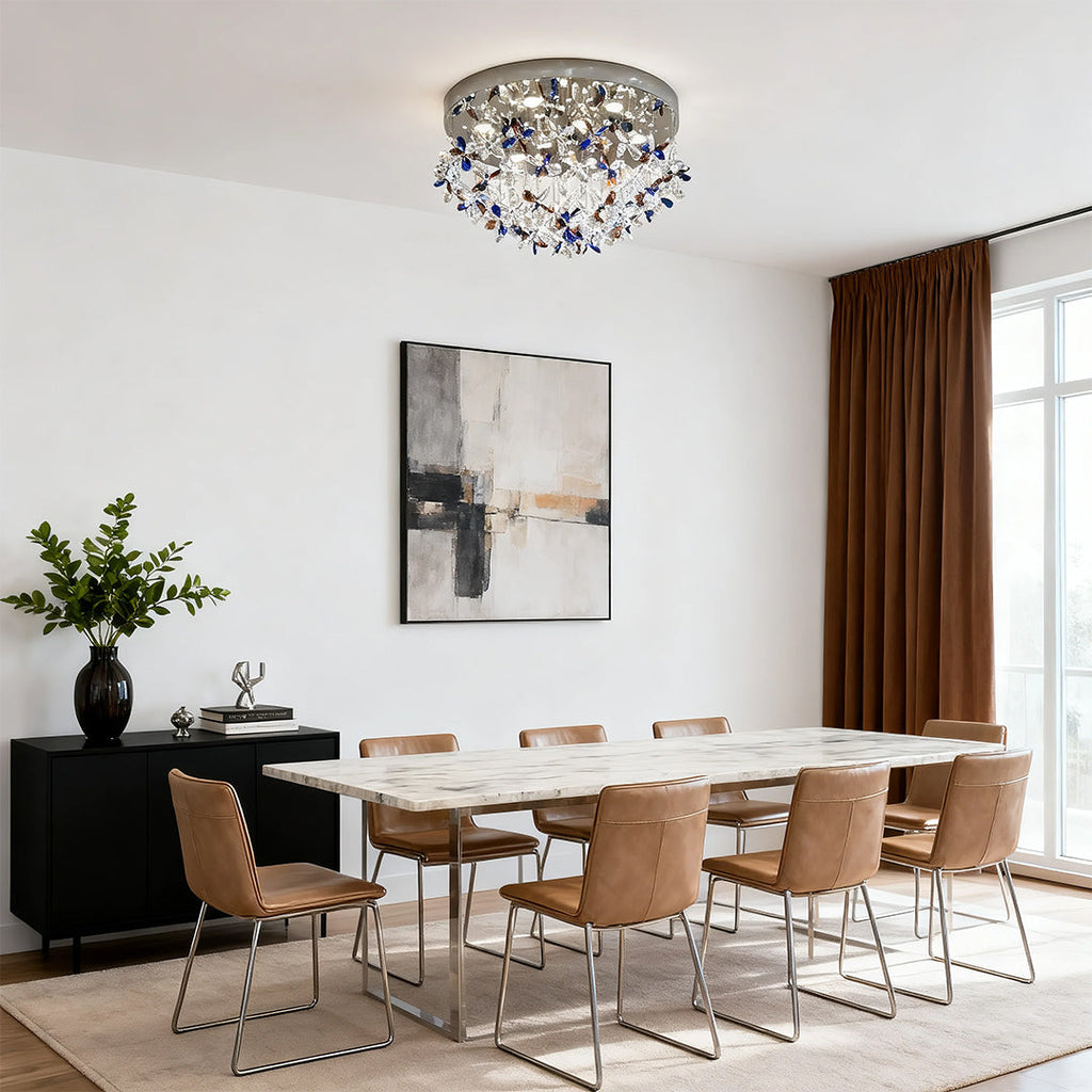 Crystal Flush Mount LED Ceiling Light - French Round Romantic Lighting