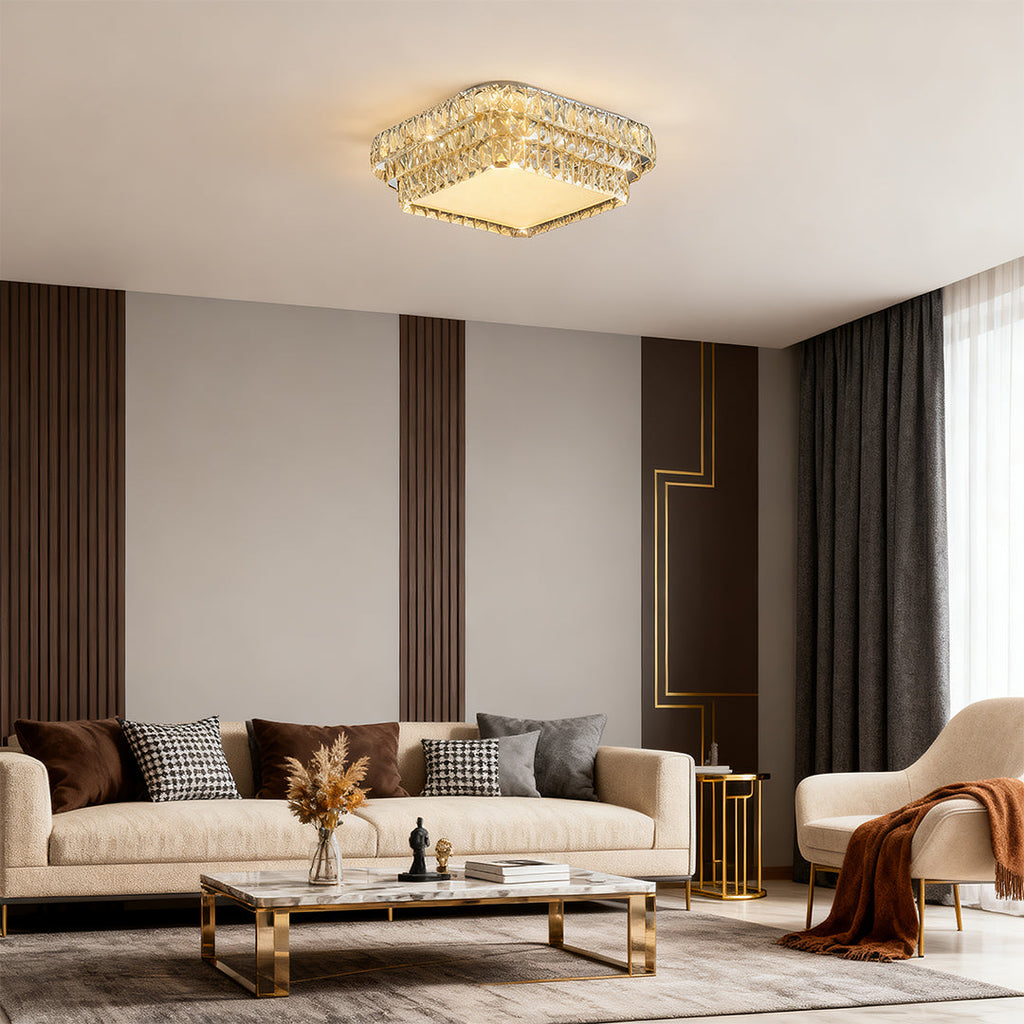Flush Mounted LED Crystal Lamp - Luxury Eye-Protecting Light Fixture
